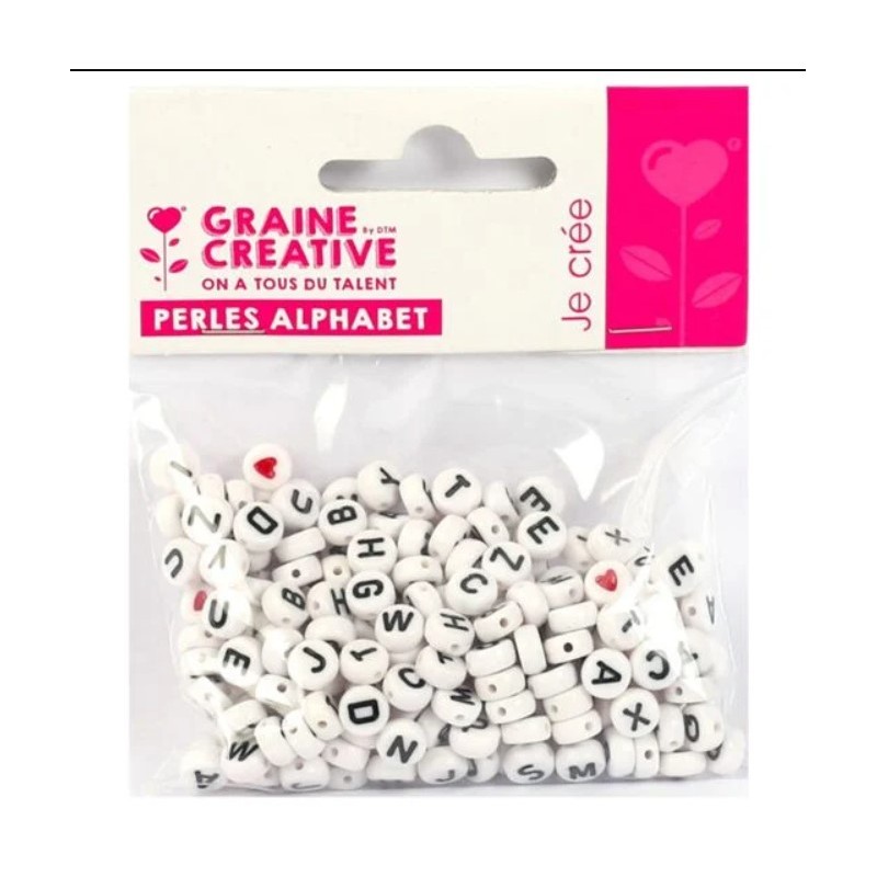 Graine Créative - Loisirs créatifs - 250 Perles alphabet - Blanc