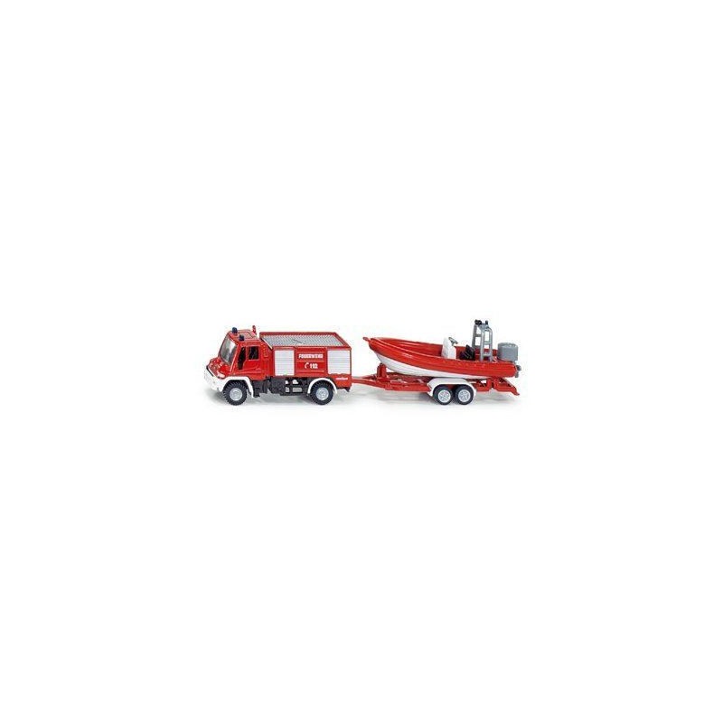 Siku - 1636 - Véhicule miniature - Unimog pompiers avec bateau