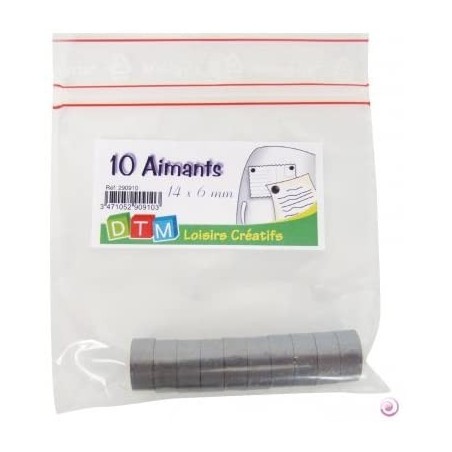 Graine Créative - Loisirs créatifs - Blister de 10 aimants en ferrite - 14 mm de diamètre x 5,5 mm