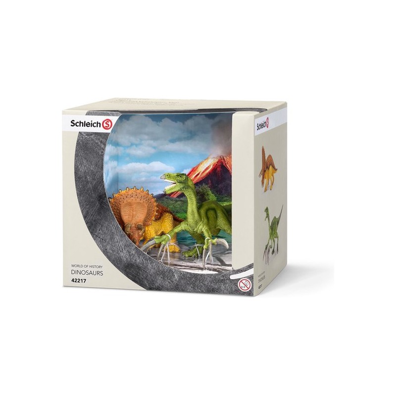 Schleich - 42217 - Dinosaures - Coffret avec Tricératops et Therizinosaure