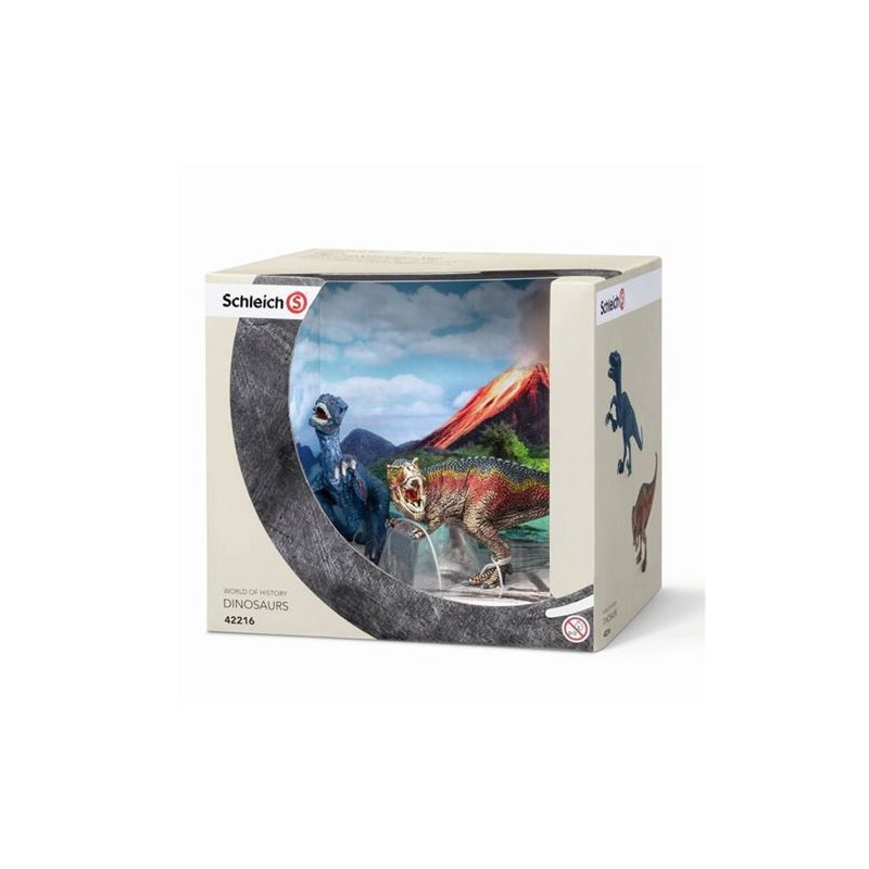 Schleich - 42216 - Dinosaures - Coffret avec Tyrannosaure Rex et Velociraptor