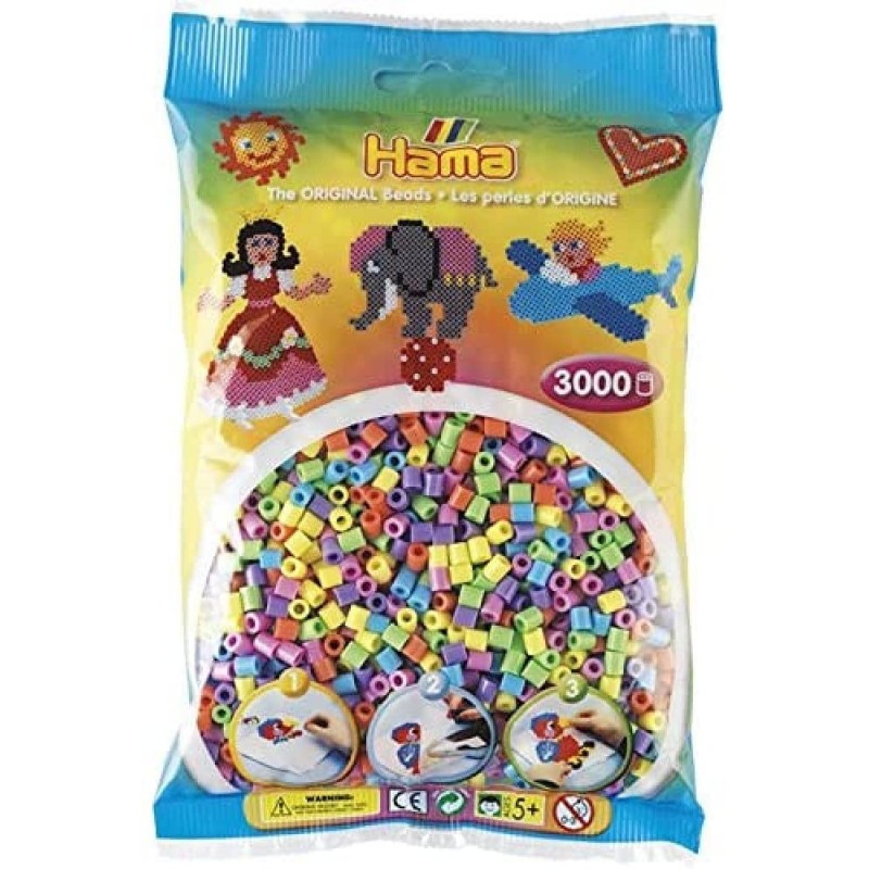 Hama - Perles - 201-50 - Taille Midi - Sachet 3000 perles mélange Pastel