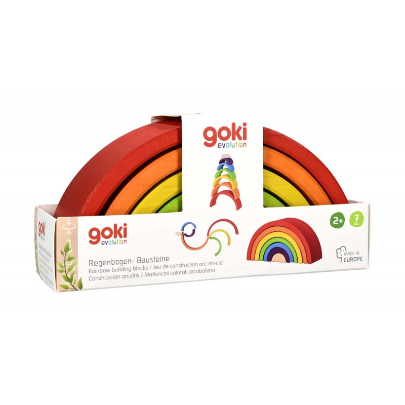 Goki - Jouet en bois - Arc en ciel coloré à empiler