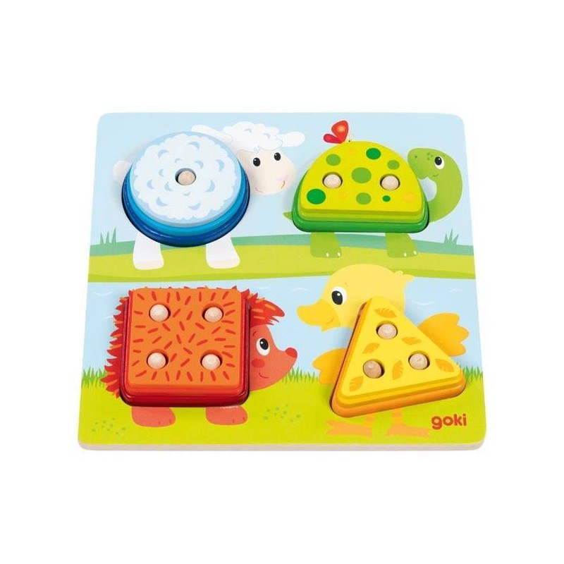 Goki - Puzzle en bois - Encastrement - Animaux