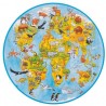 Goki - Puzzle 49 pièces en bois - Rond - La carte du monde - 45 cm