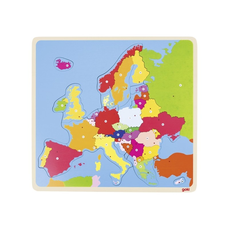 Goki - Puzzle 38 pièces en bois - Carte d'Europe