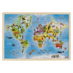 Goki - Puzzle 192 pièces en bois - Carte du monde