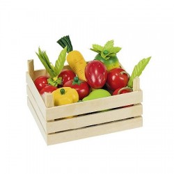 Goki - Jeu d'imitation - Cagette de fruits et légumes en bois