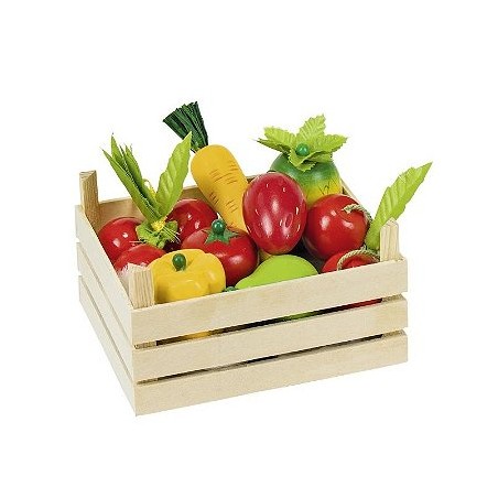 Goki - Jeu d'imitation - Cagette de fruits et légumes en bois