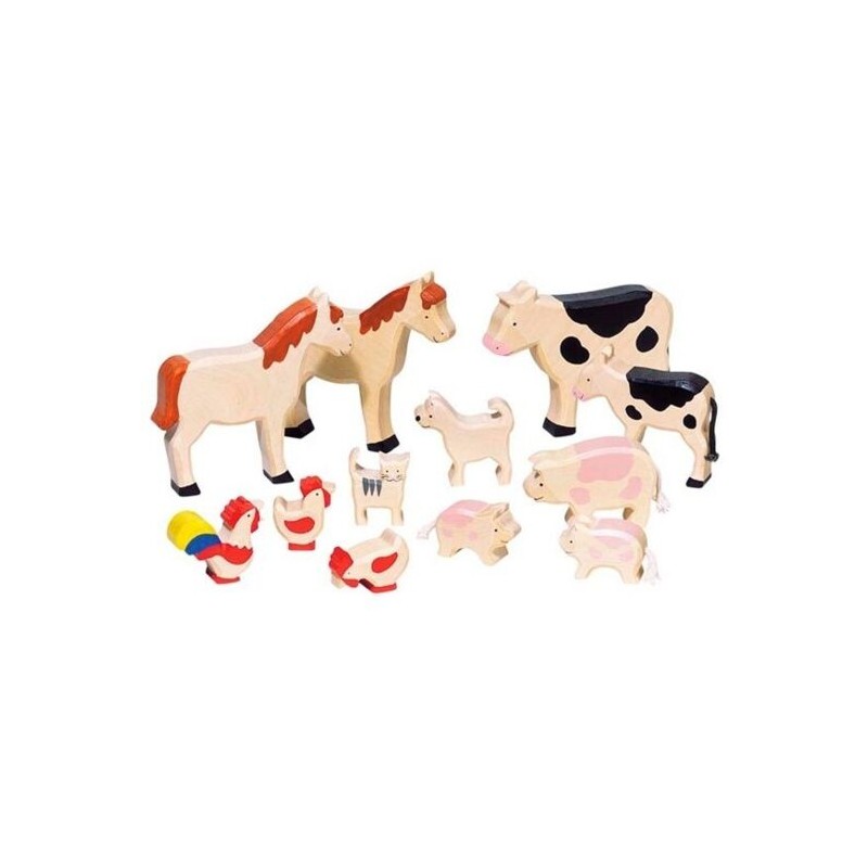 Goki - Jouet en bois - Coffret de figurines - Animaux de la ferme