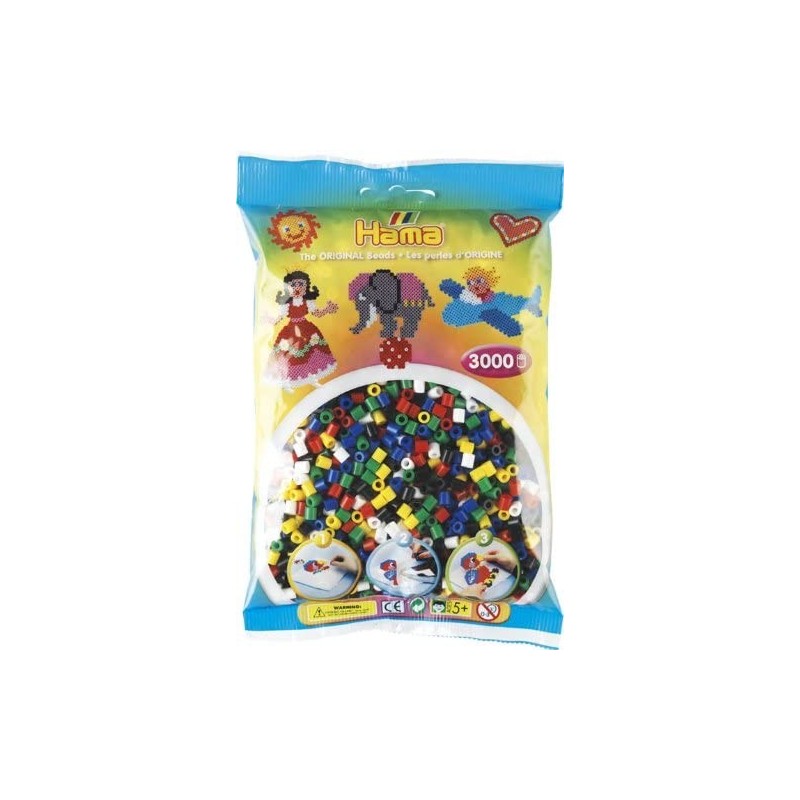 Hama - Perles - 201-66 - Taille Midi - Sachet 3000 perles mélange 6 couleurs