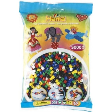 Hama - Perles - 201-66 - Taille Midi - Sachet 3000 perles mélange 6 couleurs