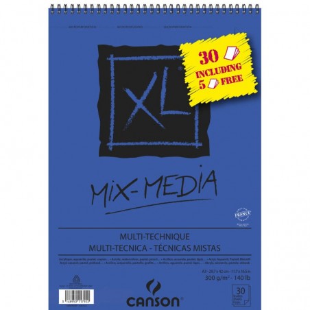 Canson - Beaux arts - bloc mix média XL - 30 feuilles - A3 - 300g/m2