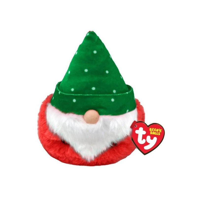 Peluche TY - Puffies 10 cm - Turvey le lutin de noël au chapeau vert