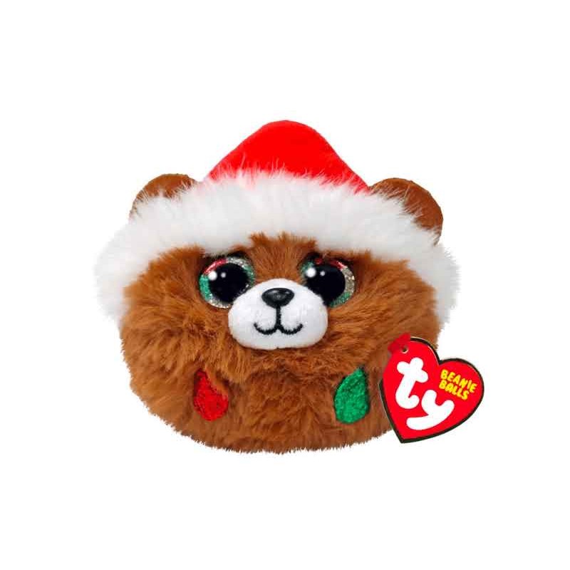 Peluche TY - Puffies 10 cm - Christmas l'ours brun