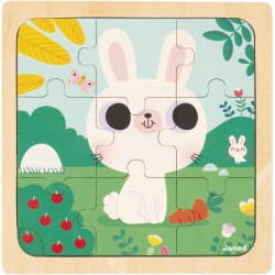 Janod - Puzzle 9 pièces en bois - Lapin blanc