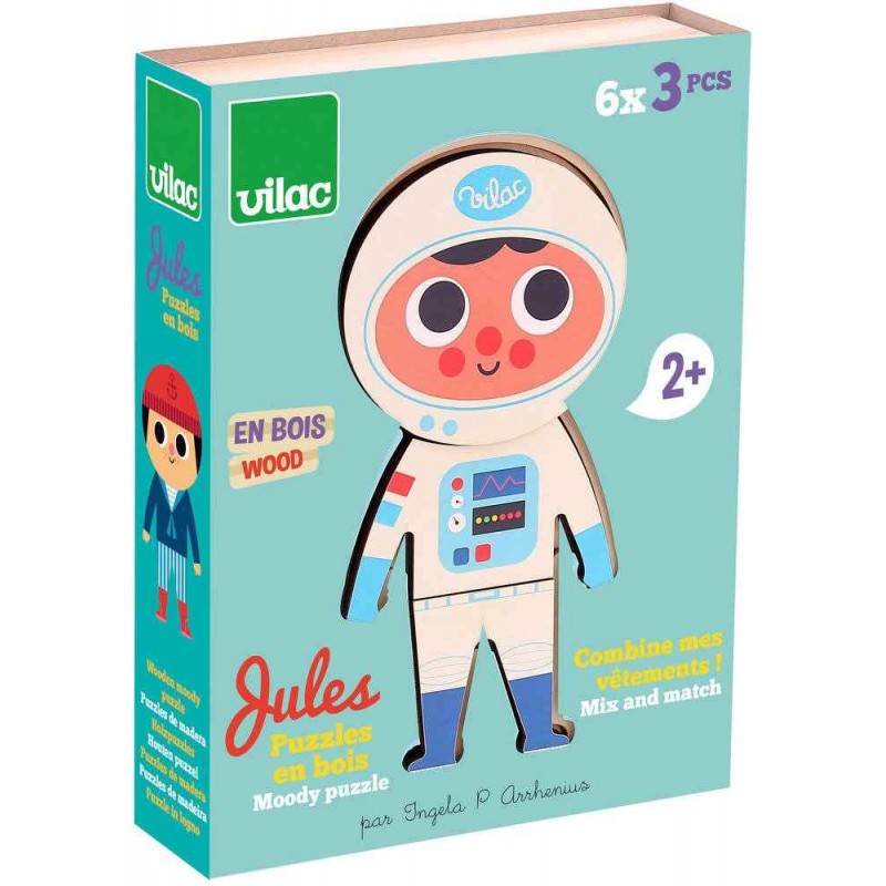 Vilac - Mes premiers jeux - Puzzle en bois - Jules à habiller