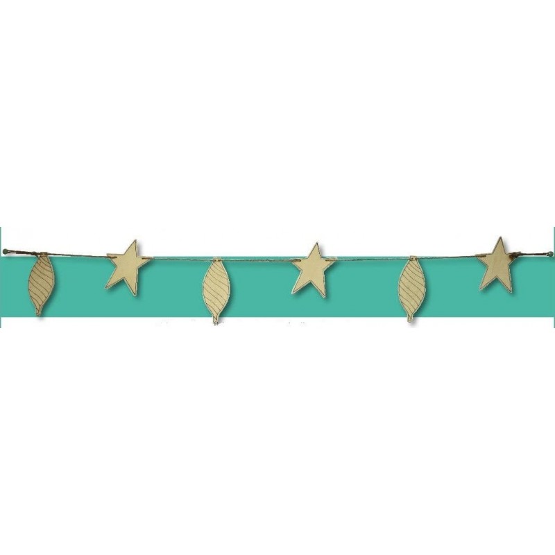 1 Guirlande en bois à décorer - 3 éoiles 3 ovales - Longueur : 1 mètre