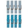 8 mini pinces à linge aimantées bleues 3,5 cm