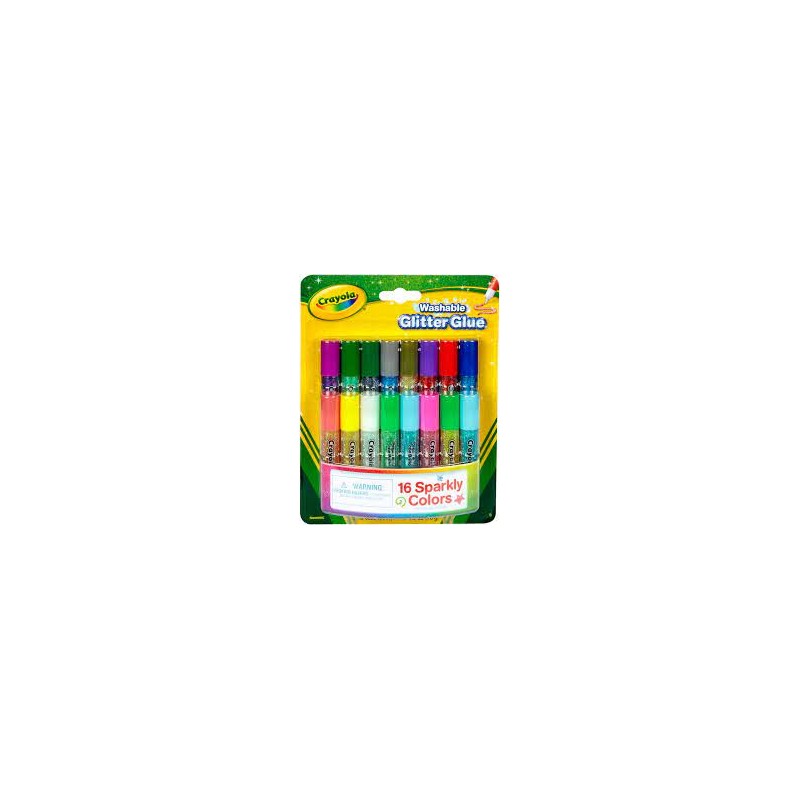 Crayola - Loisirs créatifs - Blister de 16 colles à lavables mini paillettes