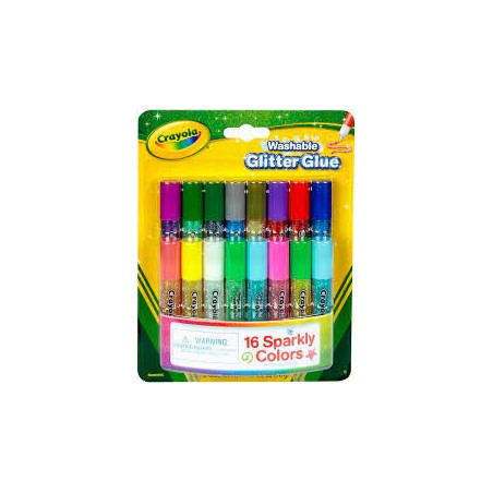 Crayola - Loisirs créatifs - Blister de 16 colles à lavables mini paillettes