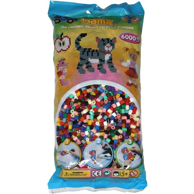 Hama - Perles - 205-67 - Taille Midi - Sachet 6000 perles mélange 22 couleurs