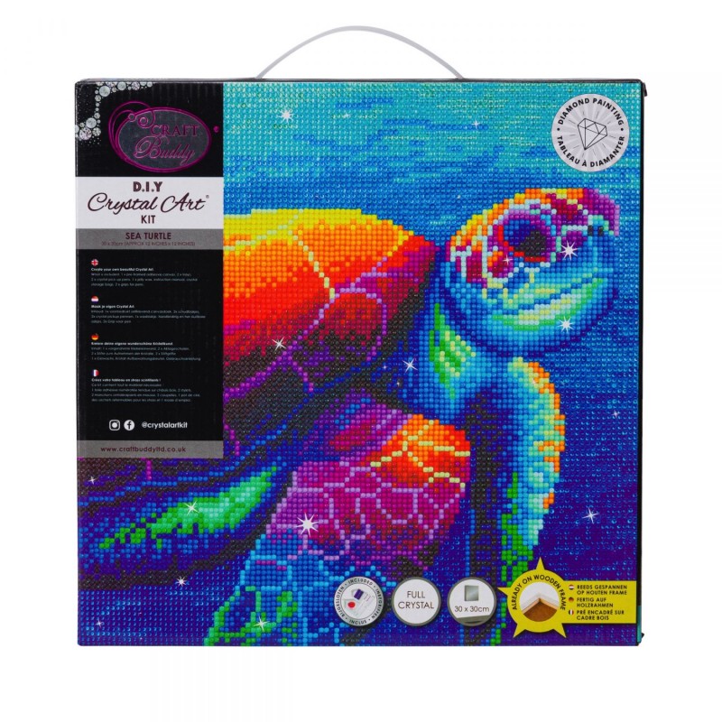 OZ - Loisirs créatifs - Crystal Art - Kit tableau broderie diamant 30x30cm - Tortue