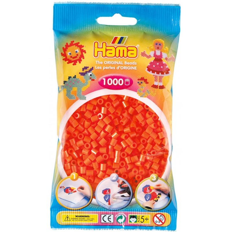 Hama - Perles - 207-04 - Taille Midi - Sachet 1000 perles orange