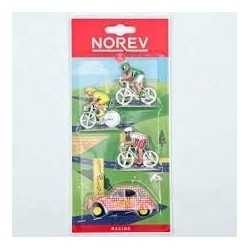 Norev - Véhicule miniature - Blister Citroën 2CV et 3 cyclistes