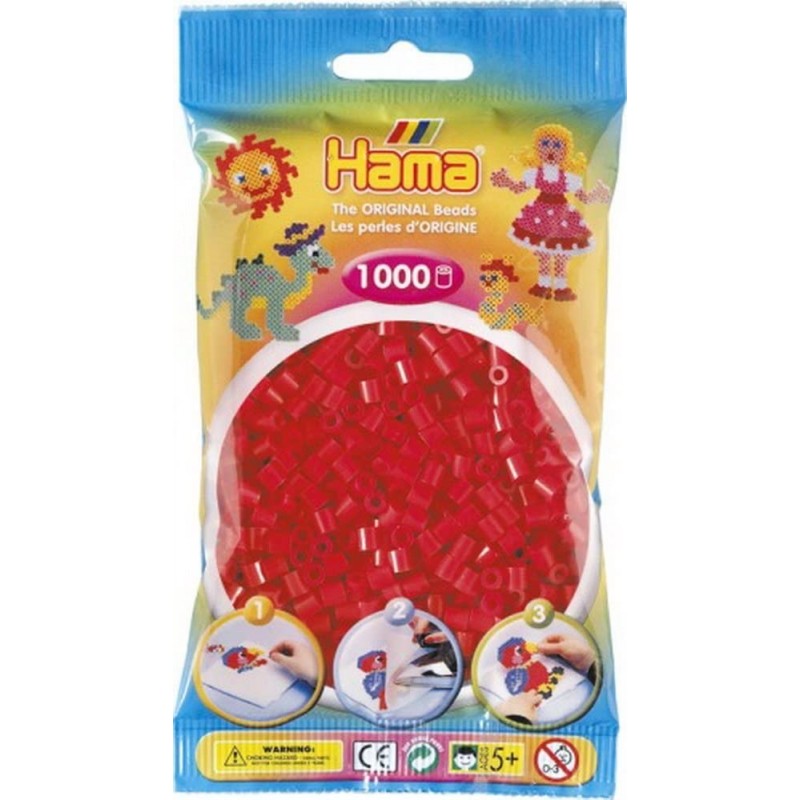 Hama - Perles - 207-05 - Taille Midi - Sachet 1000 perles rouge