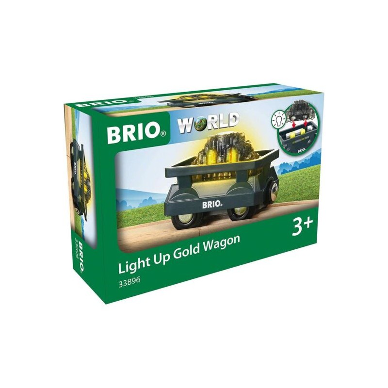 Brio - Jeu en bois - Wagon Lumineux Chargé d'Or