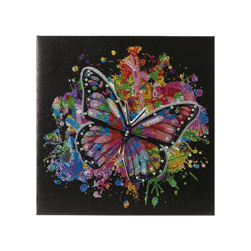 OZ - Loisirs créatifs - Crystal Art - Kit tableau broderie diamant 30x30cm - Papillon multicolore