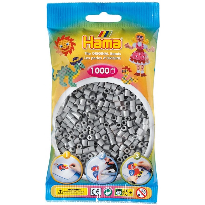 Hama - Perles - 207-17 - Taille Midi - Sachet 1000 perles gris
