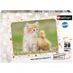 Nathan - Puzzle 30 pièces - Chaton roux et bébé canard