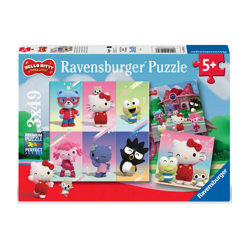 Ravensburger - Puzzles 3x49 pièces - Aventures à Cherry Town - Hello Kitty