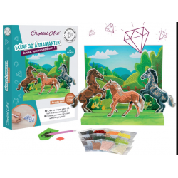 OZ - Loisirs créatifs - Crystal Art - Coffret scène 3D à diamanter Ma petite écurie