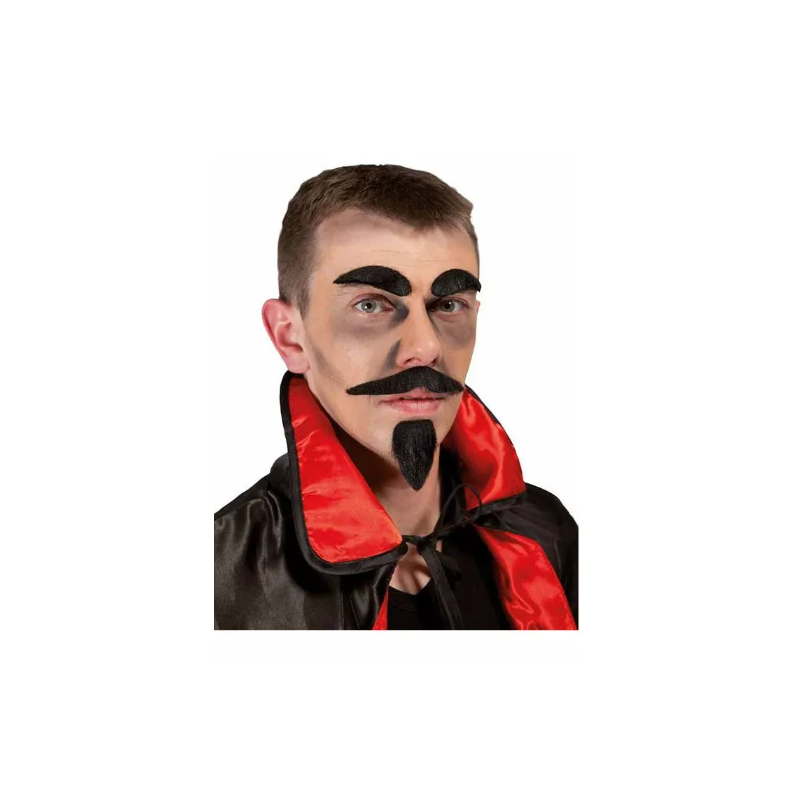 P'tit Clown - Déguisement et fête - Moustache, barbichette et sourcils diable - noir