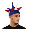 P'tit Clown - Déguisement et fête - Chapeau de bouffon - bleu, blanc, rouge - adulte