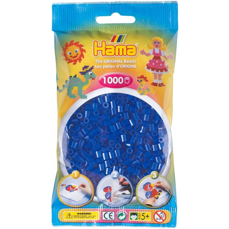 Hama - Perles - 207-36 - Taille Midi - Sachet 1000 perles bleu néon