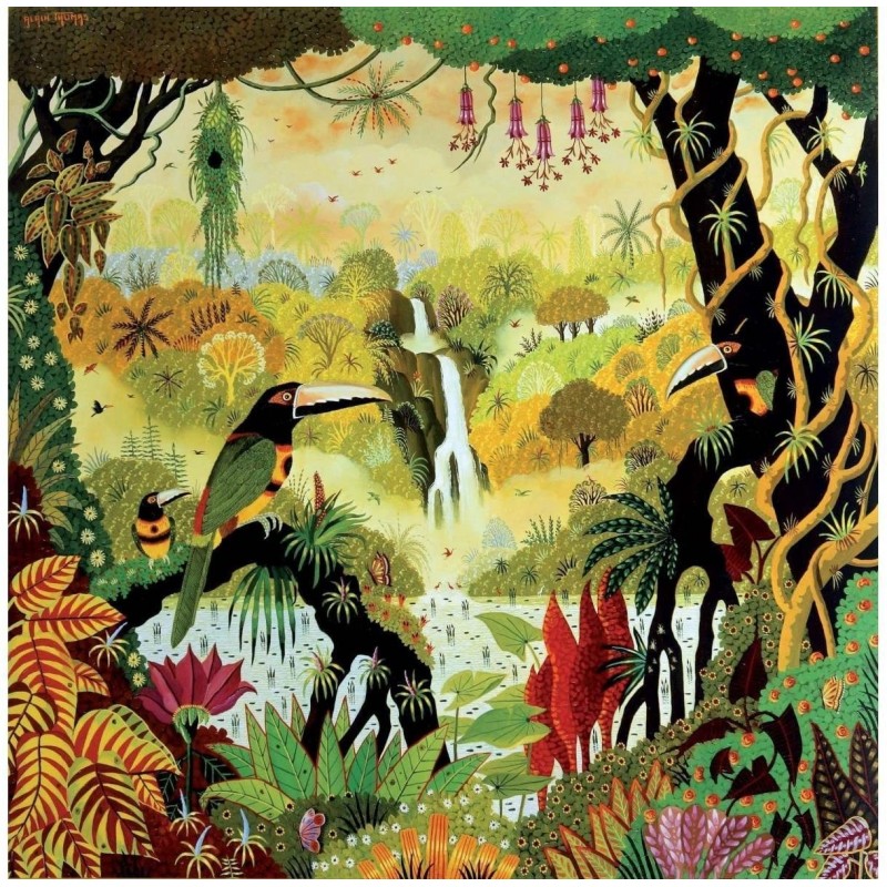 Michèle Wilson - Puzzle d'art en bois - 80 pièces - Toucans à la cascade - Thomas