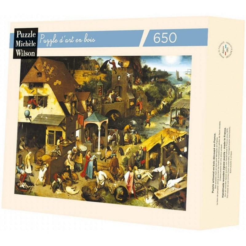 Michèle Wilson - Puzzle d'art en bois - 650 pièces - Proverbes Flamands - Bruegel