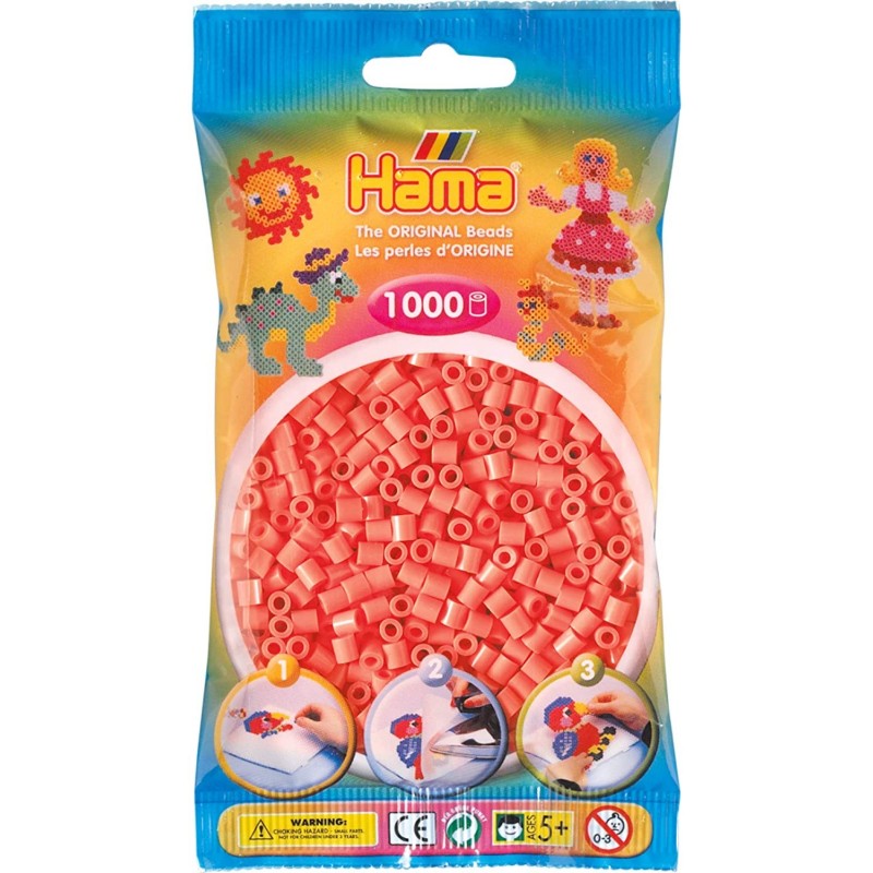 Hama - Perles - 207-44 - Taille Midi - Sachet 1000 perles rouge pastel