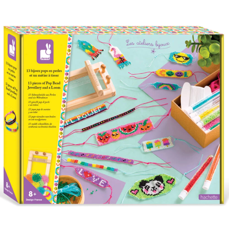 Janod - Loisirs créatifs - 13 bijoux pop en perles et un métier à tisser