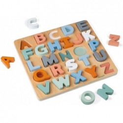 Janod - Puzzle Alphabet en Bois 26 Pièces - Collection Sweet Cocoon - Jouet d'Eveil et Premier Âge P