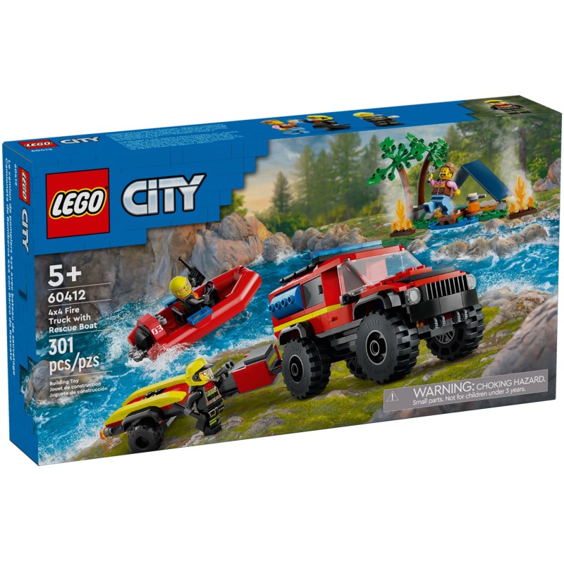 Lego - 60412 - City - Le camion de pompiers 4x4 et le bateau