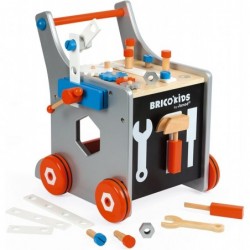 Janod - Brico'Kids - Chariot de bricolage en bois avec 25 outils