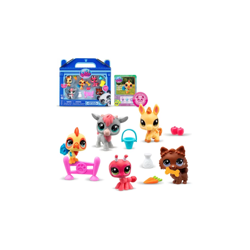 Bandai - Littlest pet shop - Pack de 5 pets - Ferme