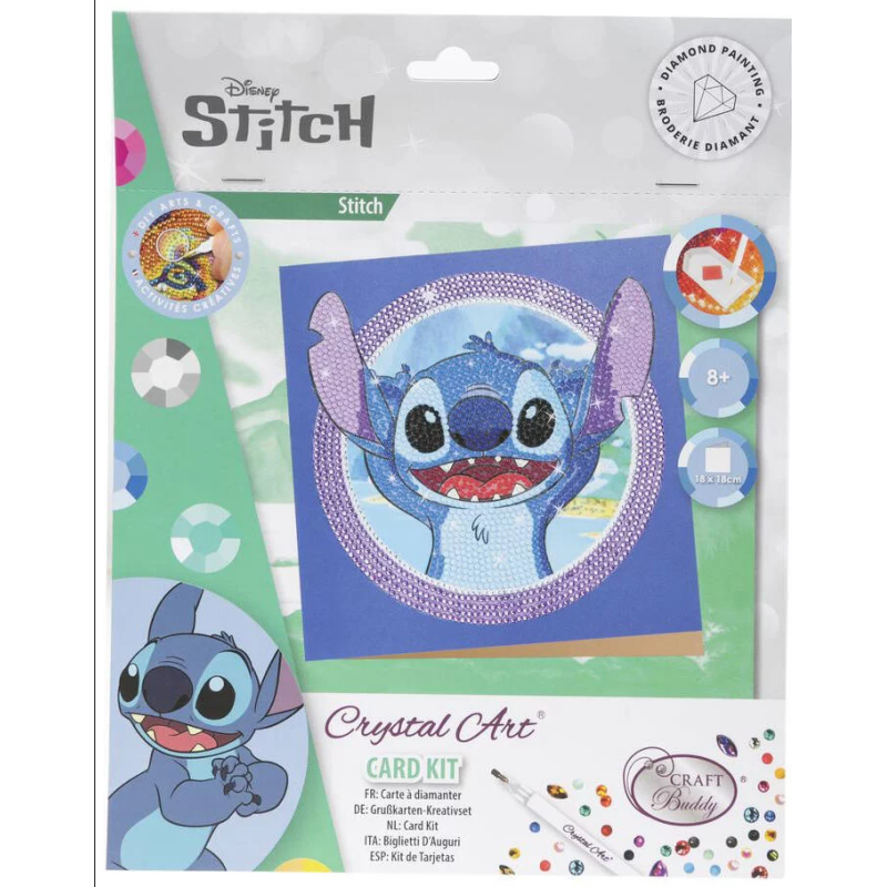 Crystal Art - Carte à diamanter - Stitch - 18x18cm