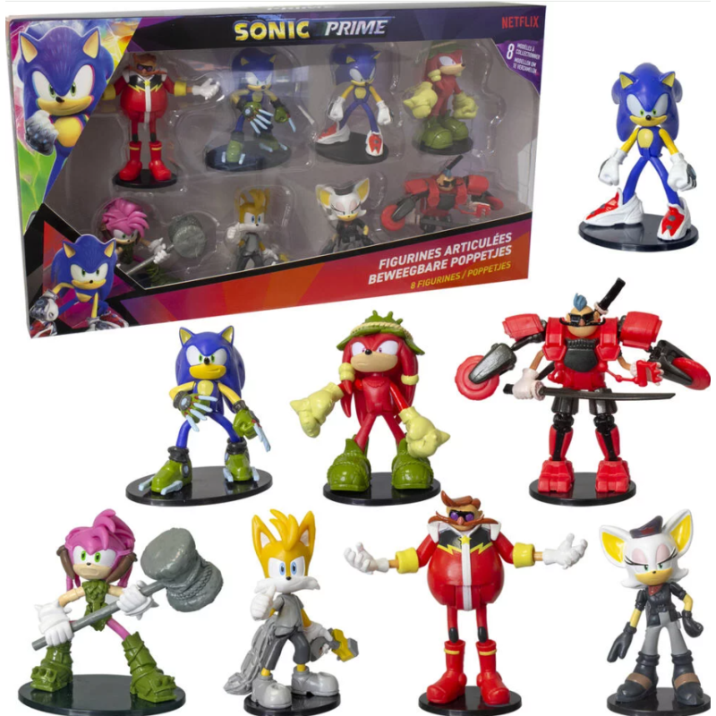 Sonic Prime ? Coffret 8 Figurines Articulées 7,5 cm ? Lansay
