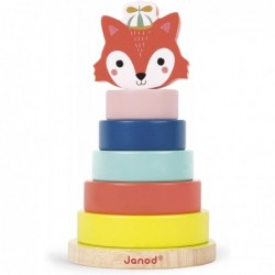 Janod - Empilable Renard, Baby Forest - Jeu Empilable en Bois - Jouet d'Éveil - Développement de la